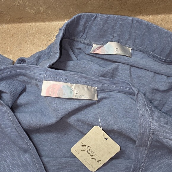 New Free People FP Beach 2 pc Set Women XS Blue Tee Skirt Lounge Poolside Boho - Picture 6 of 15